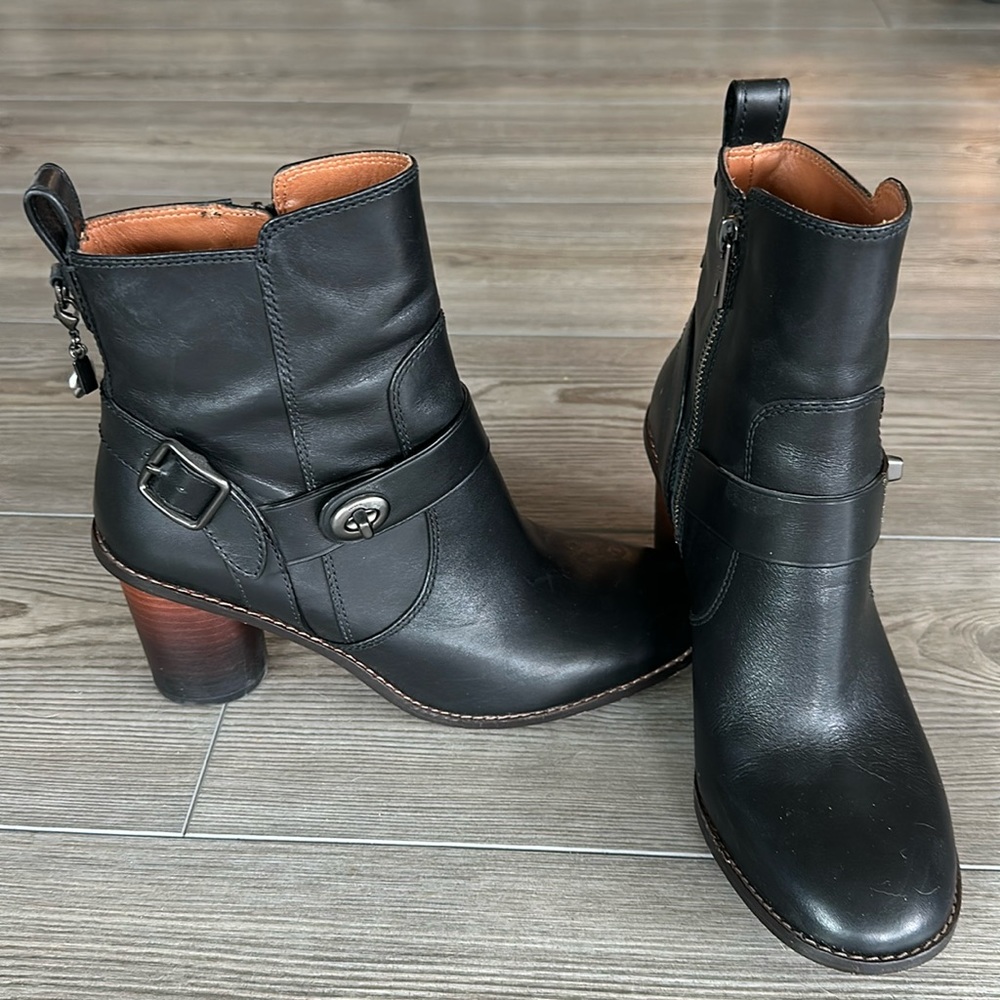 Coach Moto Bootie Heel in Black